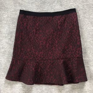 Ann Taylor Burgundy and Black Animal Print Skirt